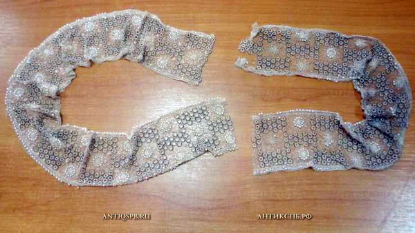 Кружево старинное с жемчужинами. №12741